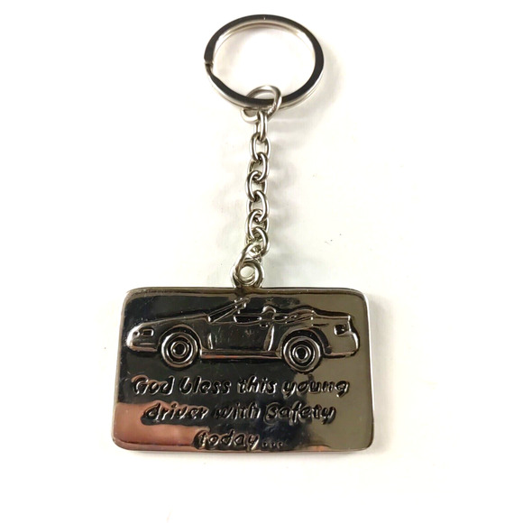 God Bless This Young Driver Silver Tone Keychain - Picture 2 of 6